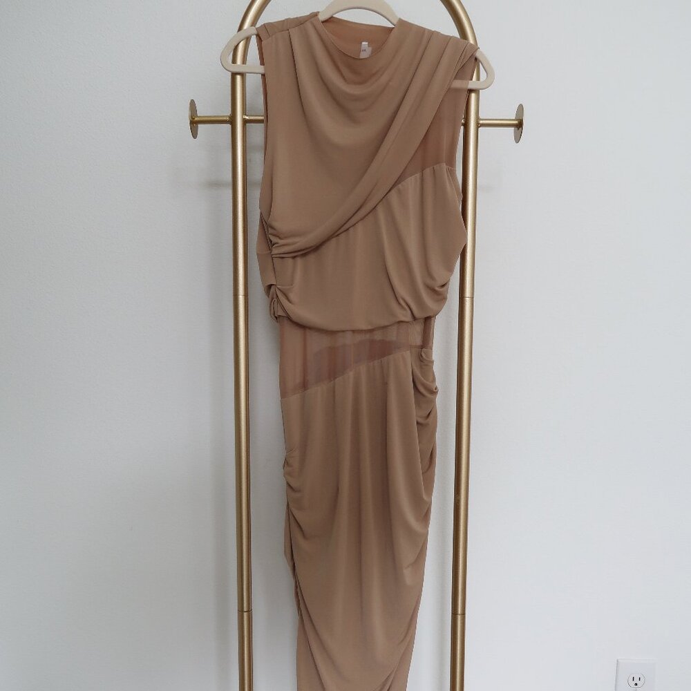 OIYL DRAPE DRESS IN SAND